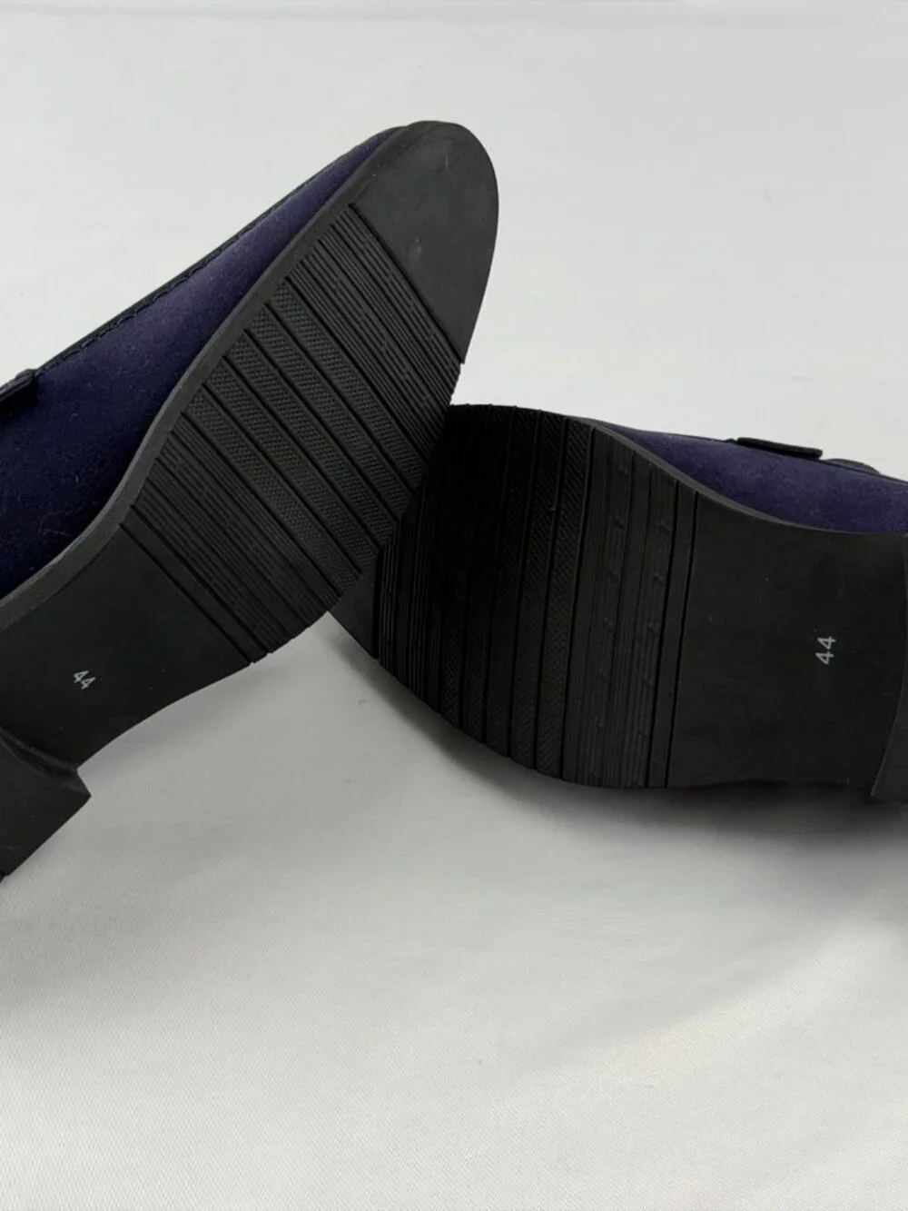 Men's Blue Suede Metal Buckle Slip-On Dress Loafers Shoes Size 44 US 10.5-11